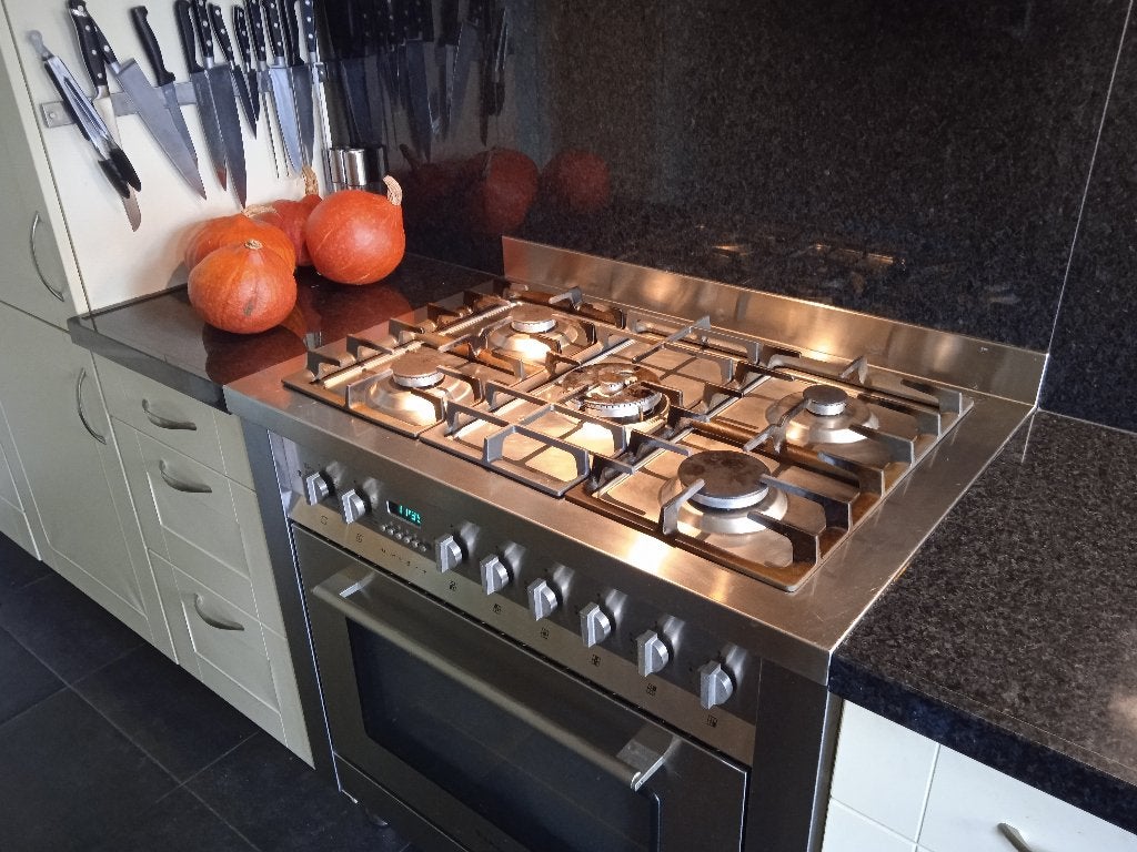 5 pits gasfornuis met oven 90 cm, Ophalen, Gebruikt, 60 cm of meer, Gas