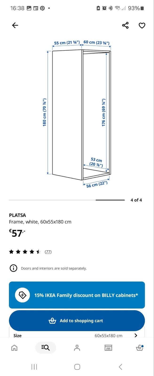 IKEA PLATSA Kastframe met planken en kledingroede, Huis en Inrichting, Ophalen, Gebruikt, Met plank(en), 50 tot 100 cm