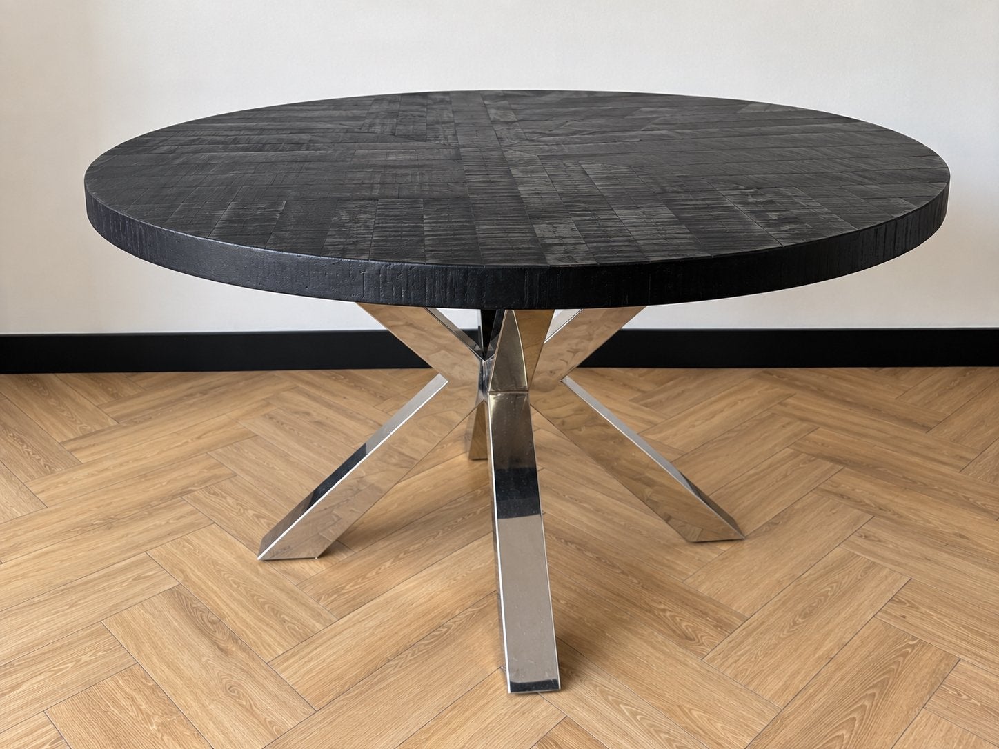 Richmond Blackbone visgraat eettafel salontafel bijzettafel, 100 tot 150 cm, Rond, Ophalen of Verzenden, Zo goed als nieuw