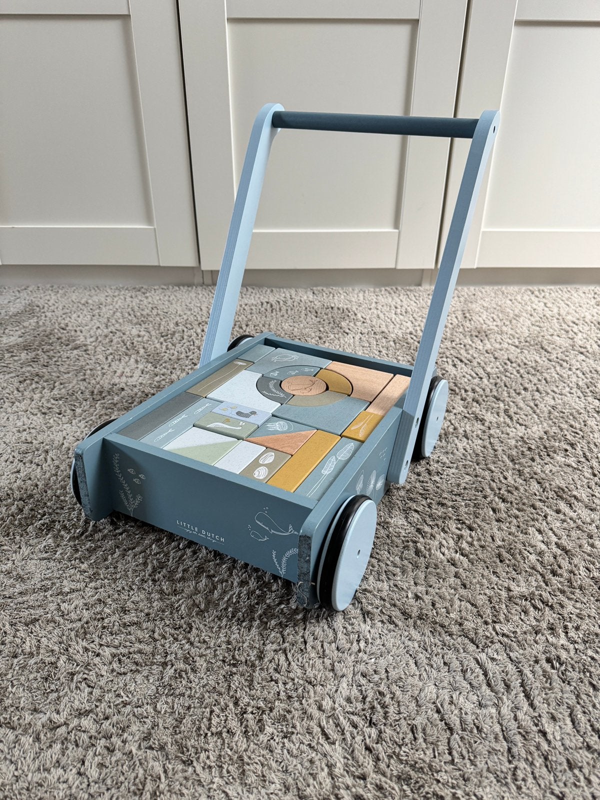 Little Dutch Ocean loopwagen met houten blokken, Ophalen, Gebruikt, Duw- of Trekspeelgoed