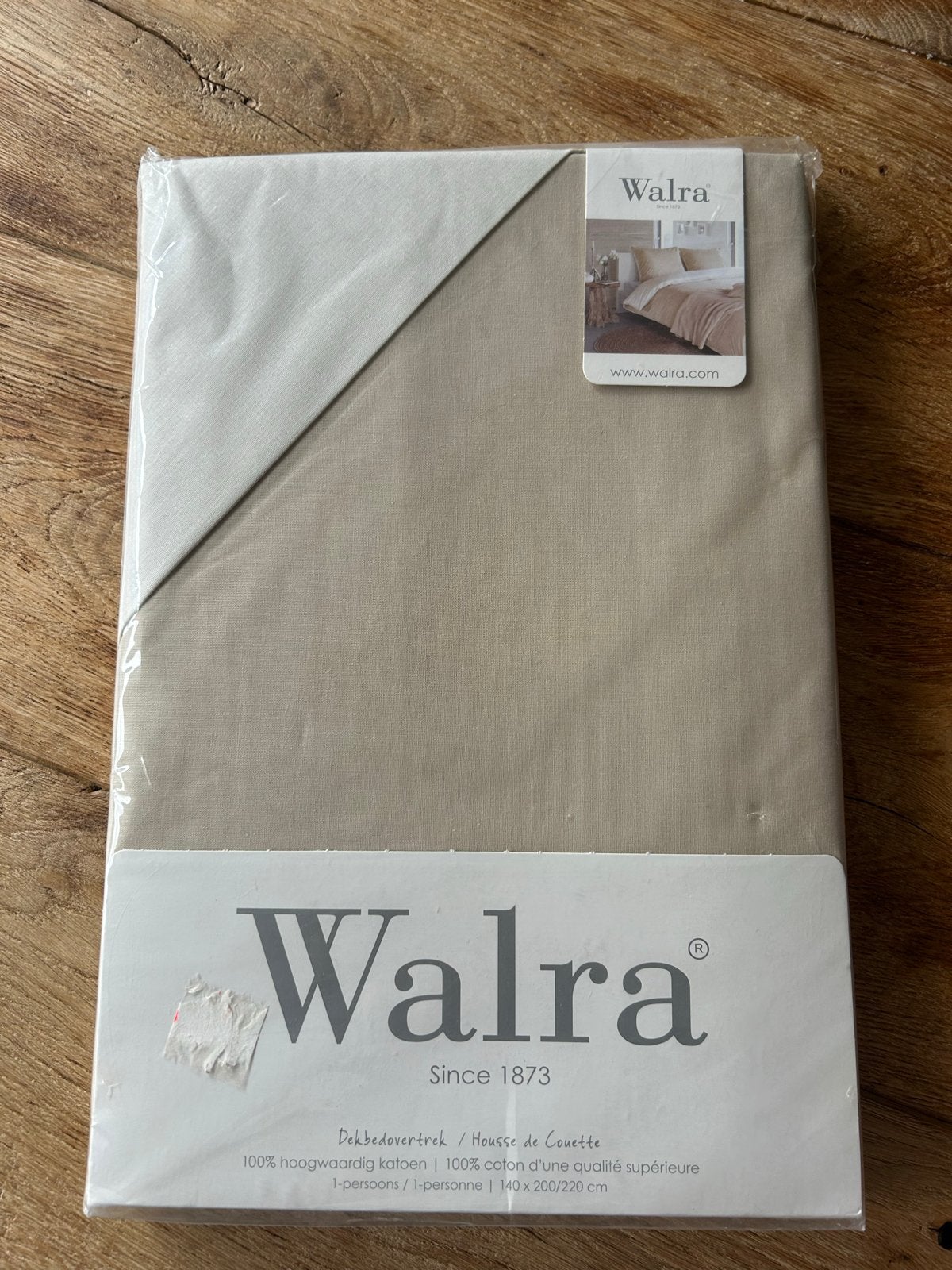 Walra Dekbedovertrek 1-persoons 140x200/220 cm - Nieuw, Huis en Inrichting, Eenpersoons, Beige, Dekbedovertrek, Katoen