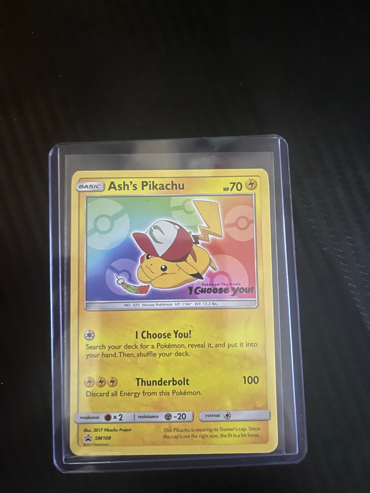 Ash's Pikachu SM108 Pokémon kaart, Ophalen of Verzenden, Zo goed als nieuw, Losse kaart