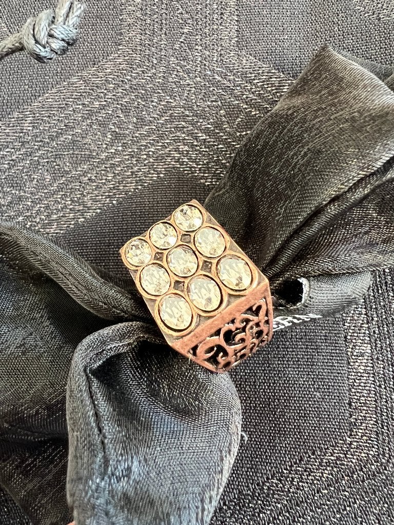 Dyrberg/Kern ring brons met ovale kristallen vintage, Met kristal, Overige materialen, Overige kleuren, Verzenden