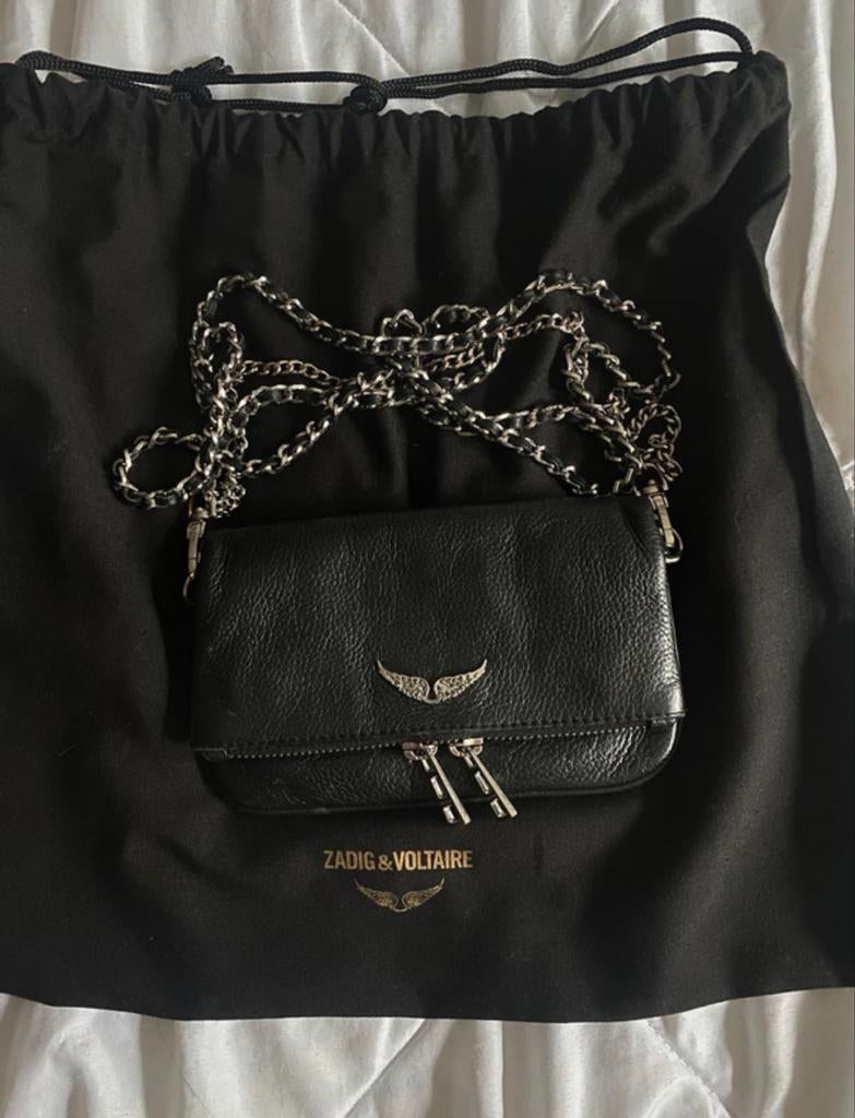 Zadig & Voltaire Rock Nano Schoudertasje Zwart Leer, Sieraden, Tassen en Uiterlijk, Tassen | Damestassen, Ophalen of Verzenden