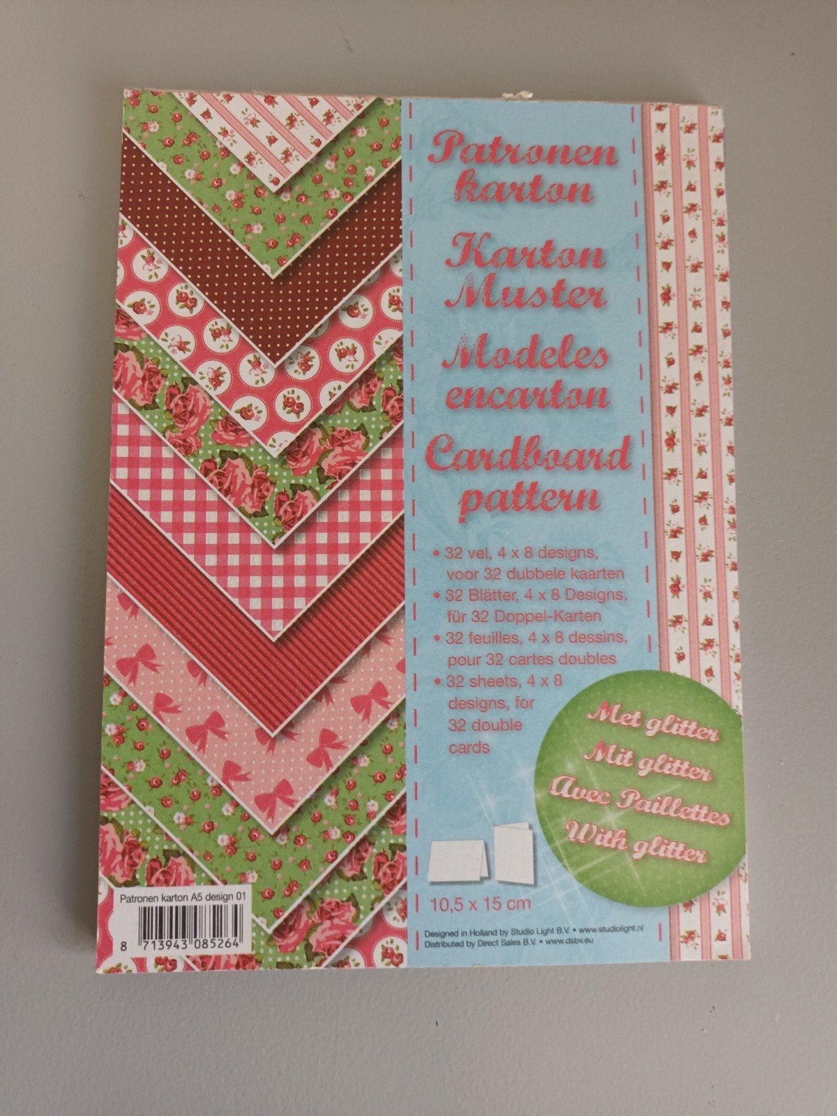 15 vellen patronen karton papier ong A5 met glitter patroon, Ophalen of Verzenden, Zo goed als nieuw, Papier of Karton