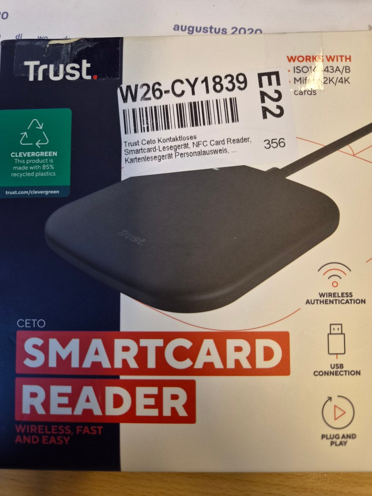 Trust Ceto Contactloze Smartcard-Lezer NFC Kaartlezer, Ophalen of Verzenden