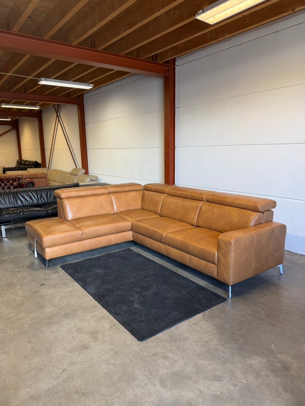 Cognac kleur leren hoekbank design moderne bankstel Z.G.A.N, Huis en Inrichting, Banken | Voetenbanken en Poefen, 2871SK, 125 cm of meer