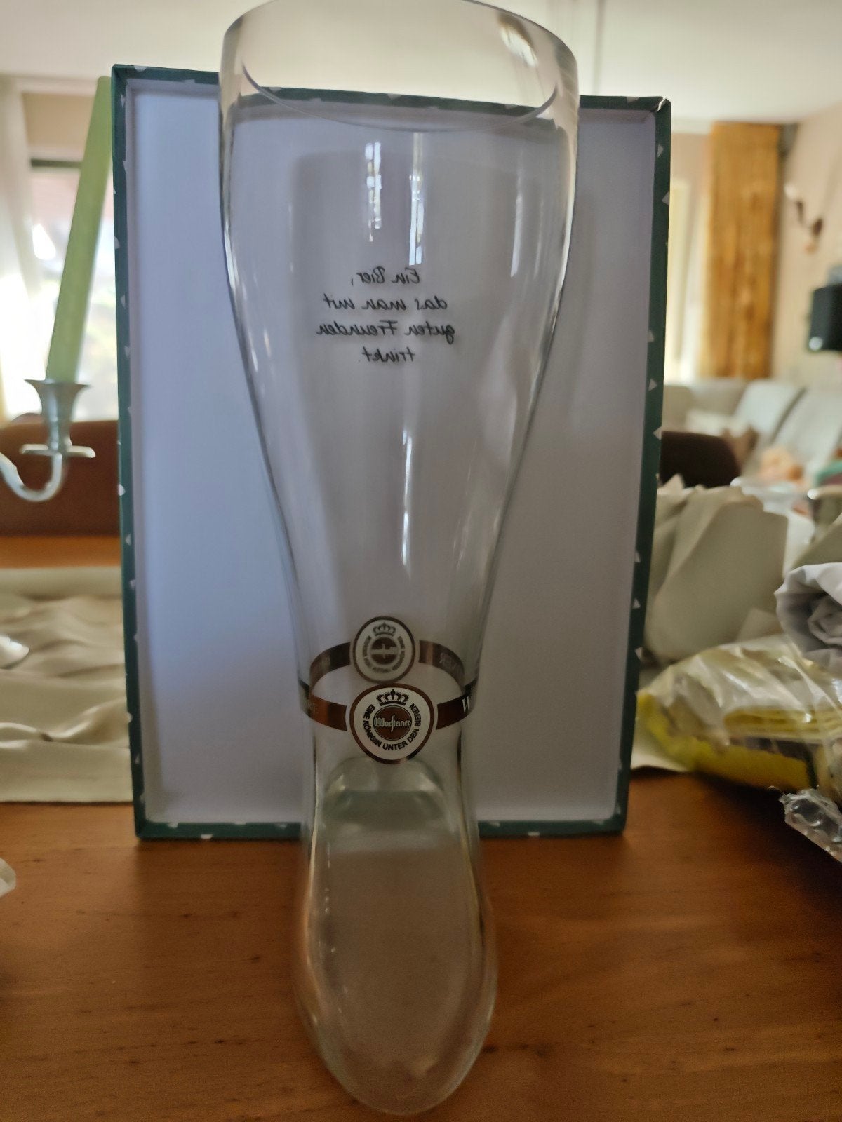 Grote 2 liter laars Warsteiner, Verzamelen, Ophalen of Verzenden, Nieuw, Glas of Glazen, Overige merken