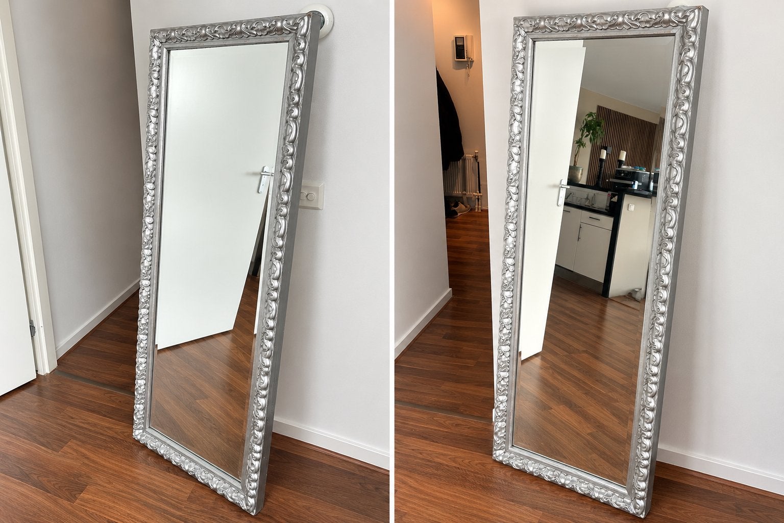 Grote spiegel met sierlijke lijst - 150x50 cm, Ophalen, Gebruikt, 150 tot 200 cm, Rechthoekig