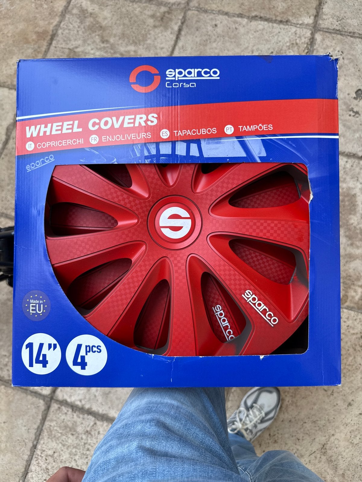 Sparco Corsa Wielhoezen Rood 14 inch - 4 stuks, Auto diversen, Wieldoppen, Ophalen of Verzenden, Zo goed als nieuw