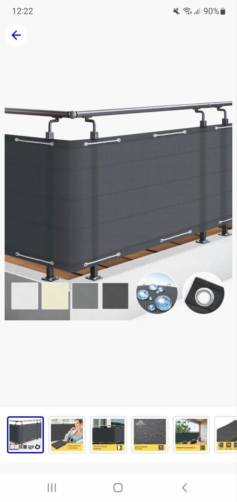 nieuw Balkonscherm doek antraciet 100x500 5 stuks, Ophalen of Verzenden, Nieuw