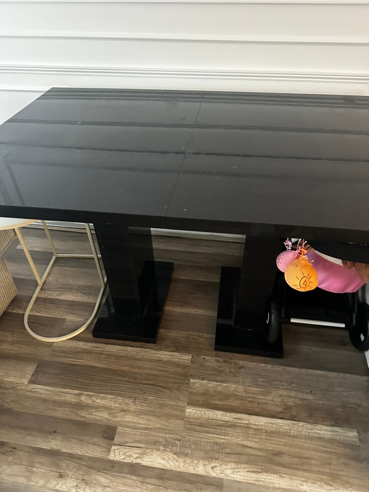 Uitschuifbare Hoogglans Zwarte Eettafel 120-160 cm, Doe-het-zelf en Verbouw, Ophalen of Verzenden, Gebruikt
