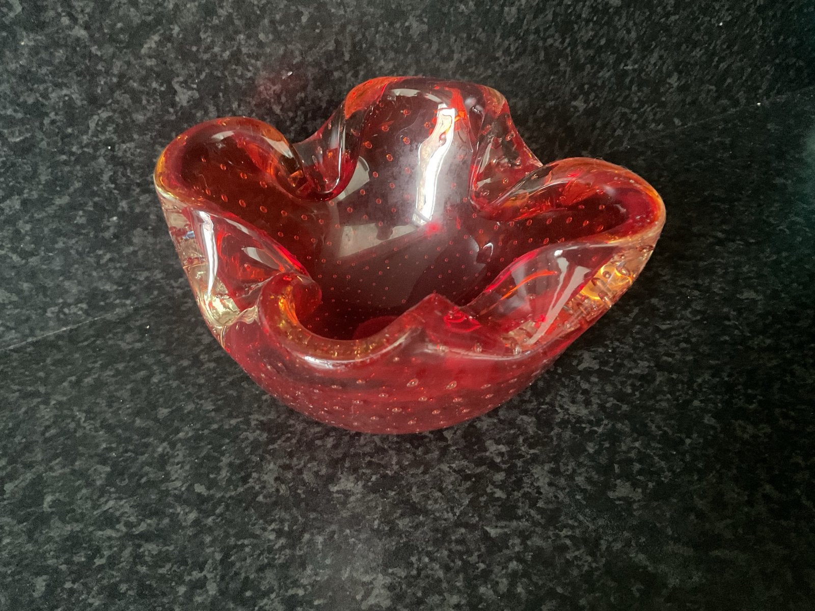 Murano Bullicante Uranium Glas Asbak Jaren 50-60, Antiek en Kunst, Antiek | Glas en Kristal, Ophalen of Verzenden