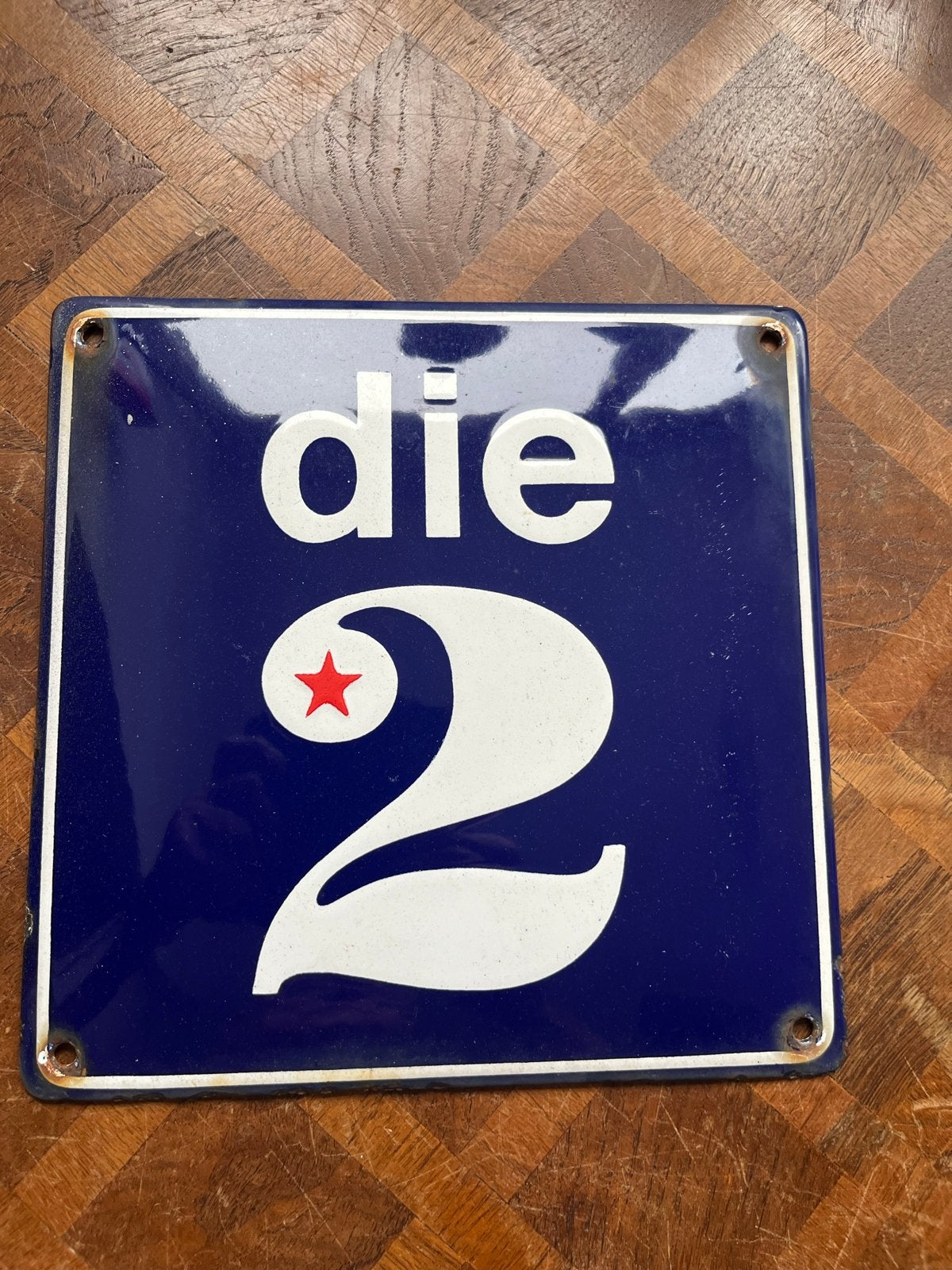 Emaille Reclamebordje 'die 2' - Uniek Verzamelobject, Ophalen of Verzenden