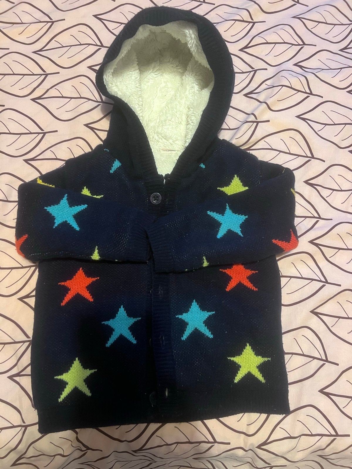 Babymoo Gebreid Vest met Capuchon en Sterren (12-18 maanden), Ophalen of Verzenden, Gebruikt, Jongen of Meisje