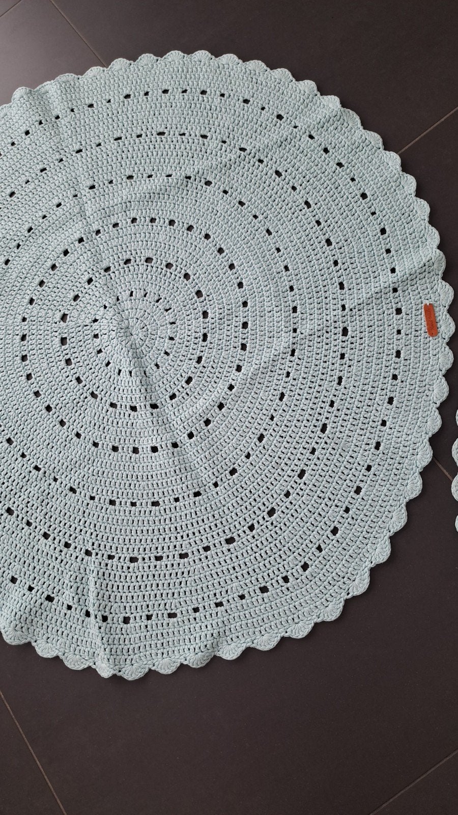 Set van 2 handgemaakte gehaakte ronde vloerkleden., Rond, Zo goed als nieuw, Groen, 50 tot 100 cm