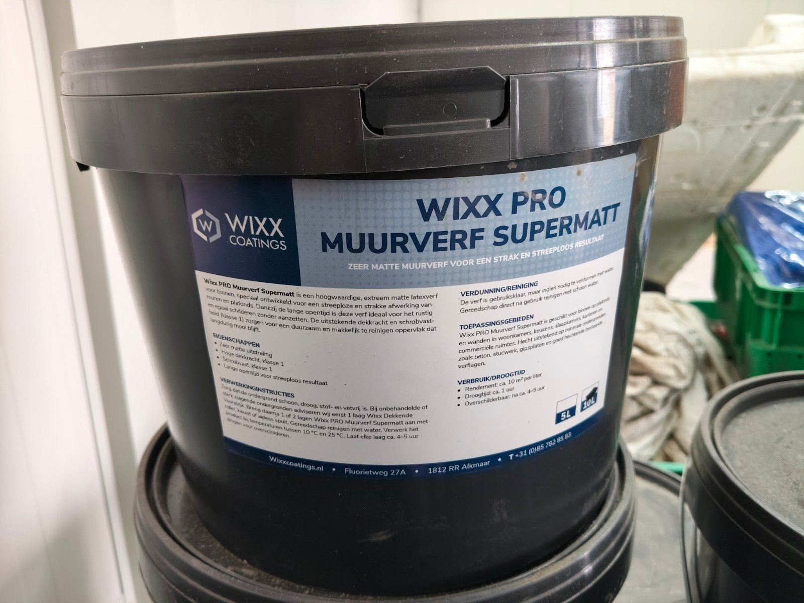 Muurverf antraciet wixx pro supermat Ral 7016, Doe-het-zelf en Verbouw, Verf, Beits en Lak, Ophalen, Nieuw, Grijs