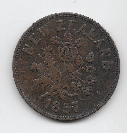 Nieuw-Zeeland M. Sommerville 1 penny 1857 KM# Tn64, Postzegels en Munten, Munten | Oceanië, Verzenden, Losse munt