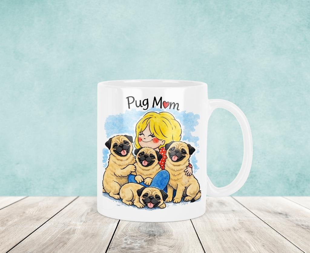 Mopshond Mom Mok - Blond Stijl, Verzenden, Nieuw, Keramiek, Kop(pen) en/of Schotel(s)