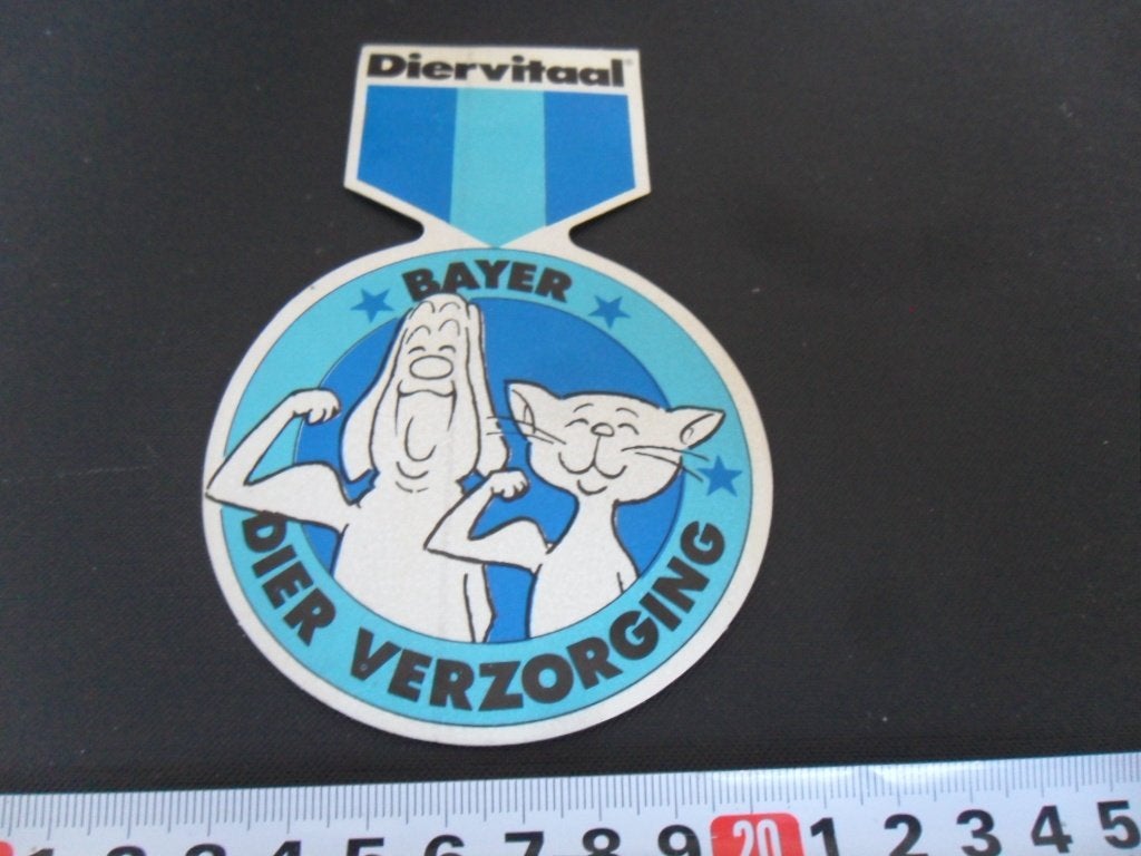 sticker Diervitaal BAYER Dier verzorging   Blauw, Verzamelen, Ophalen, Zo goed als nieuw