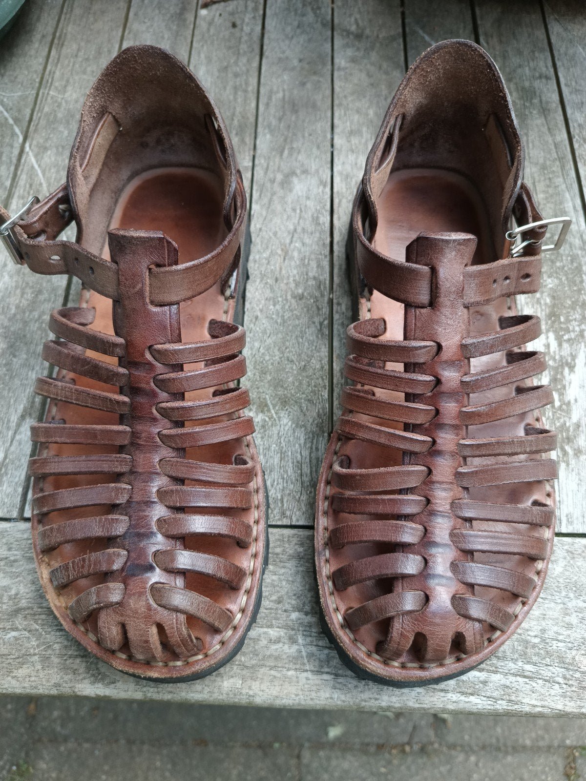 S'KHUMBA handgemaakte leren sandalen uit Zuid-Afrika, maat 7, Kleding | Dames, Bruin, S'KHUMBA, Gedragen, Sandalen of Muiltjes