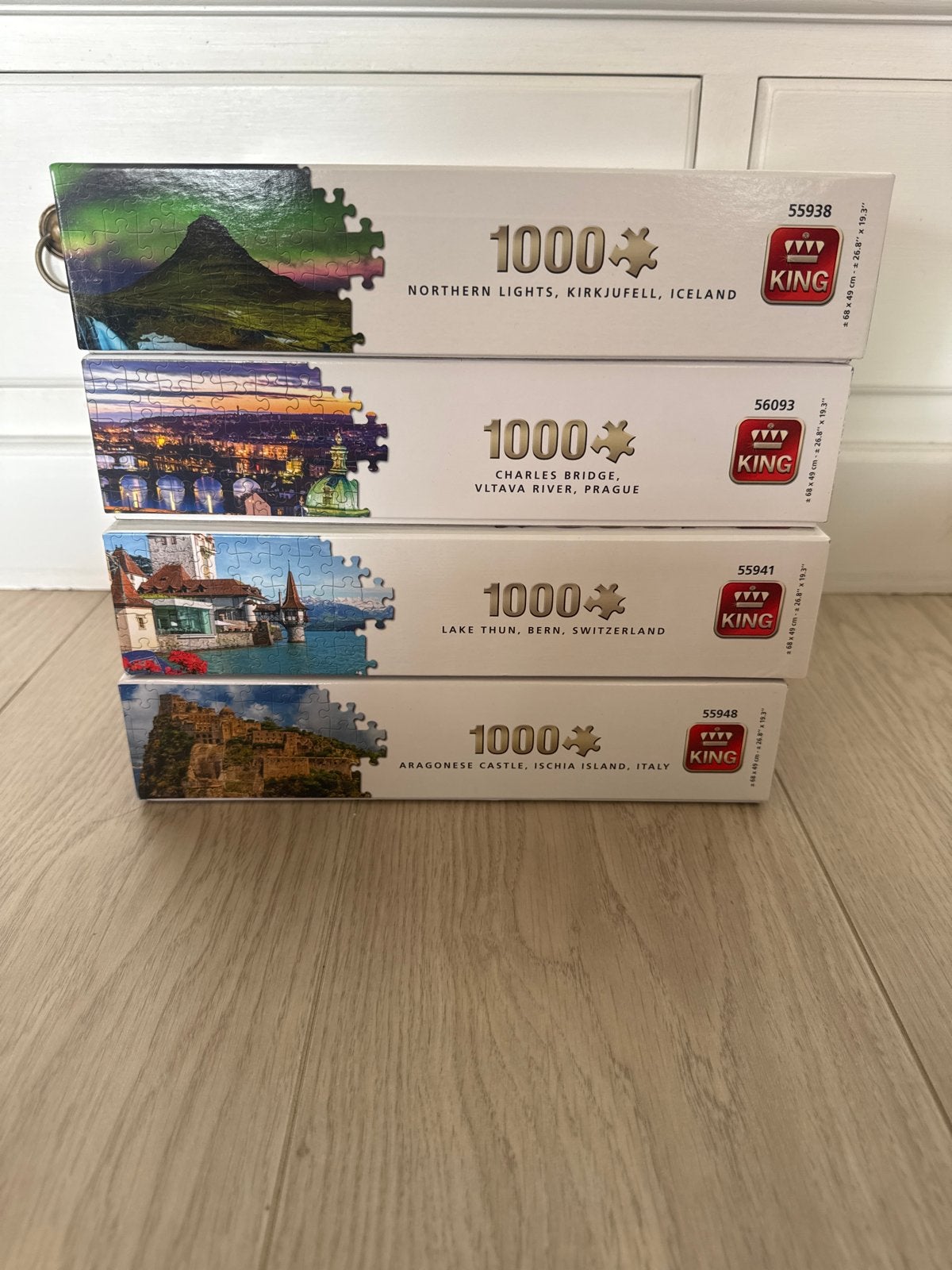 4 King legpuzzels van 1000 stukjes - Zgan en compleet, Ophalen, 500 t/m 1500 stukjes, Zo goed als nieuw, Legpuzzel