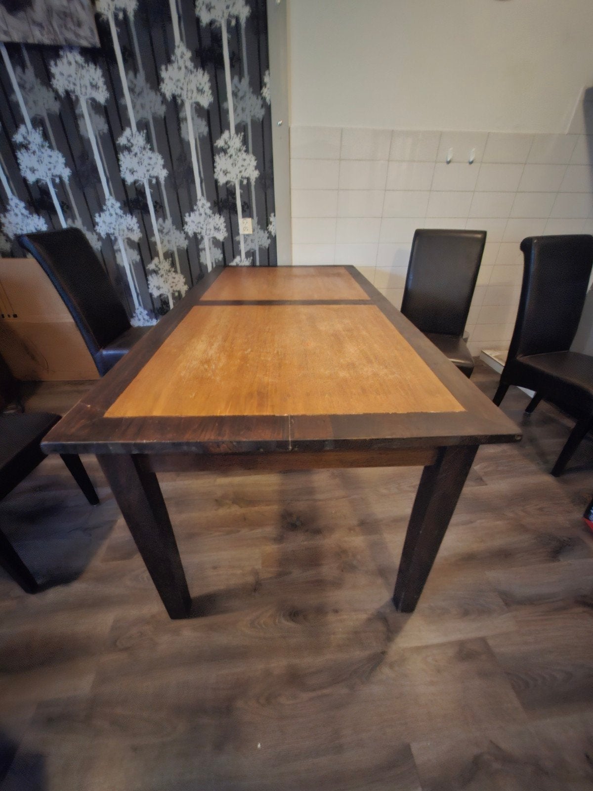 Eettafel van hout, Huis en Inrichting, Tafels | Eettafels, Ophalen, Gebruikt, 50 tot 100 cm, Vier personen