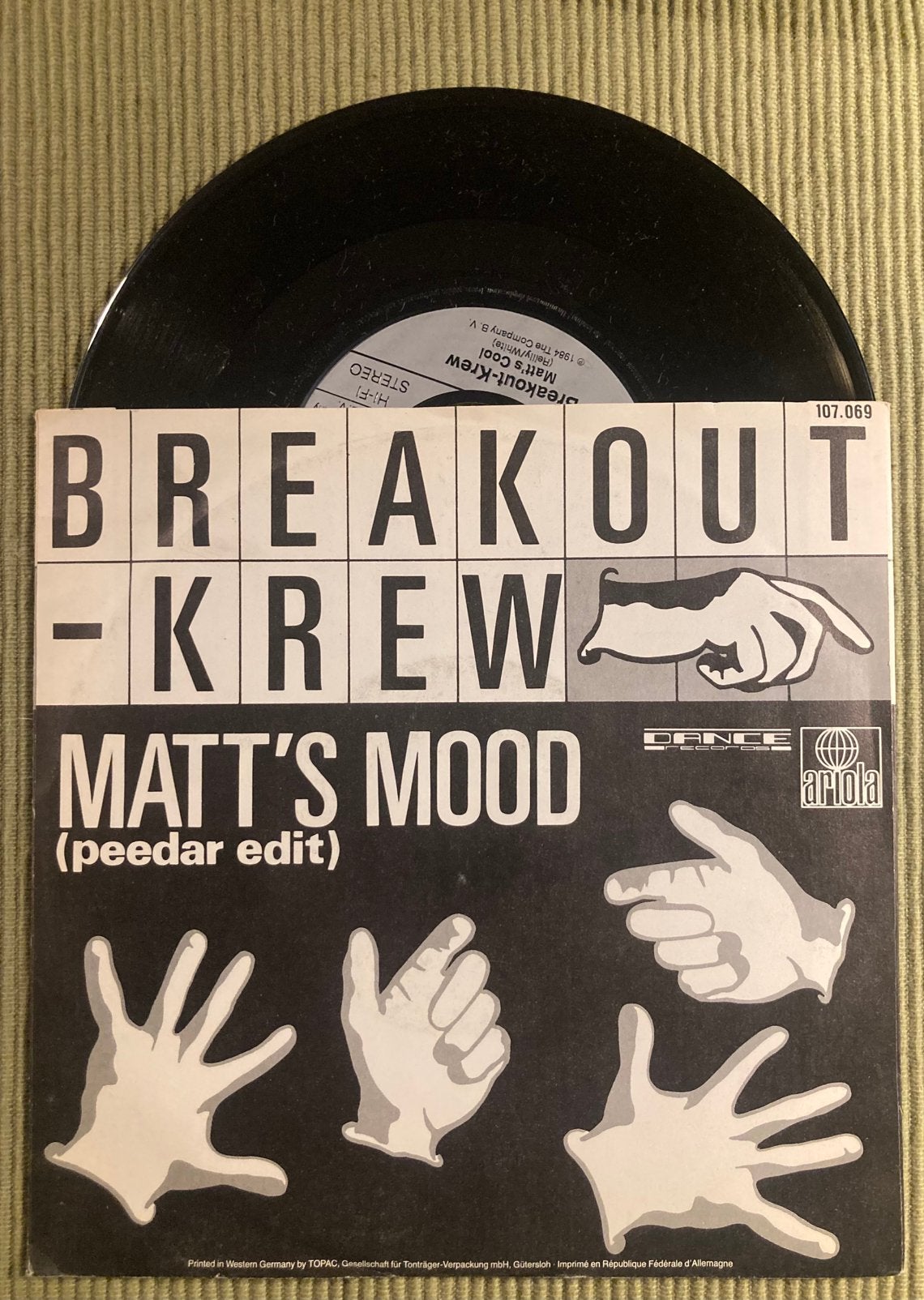 Vinyl single Breakout-Krew - Matt’s Mood, Gebruikt, 7 inch, Ophalen of Verzenden, Hiphop en Rap
