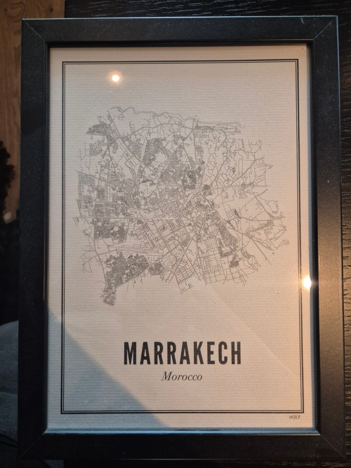 Ingelijste kaart Marrakech en Wereldkaart, Ophalen, 50 – 75, Minder dan 50 cm, Gebruikt