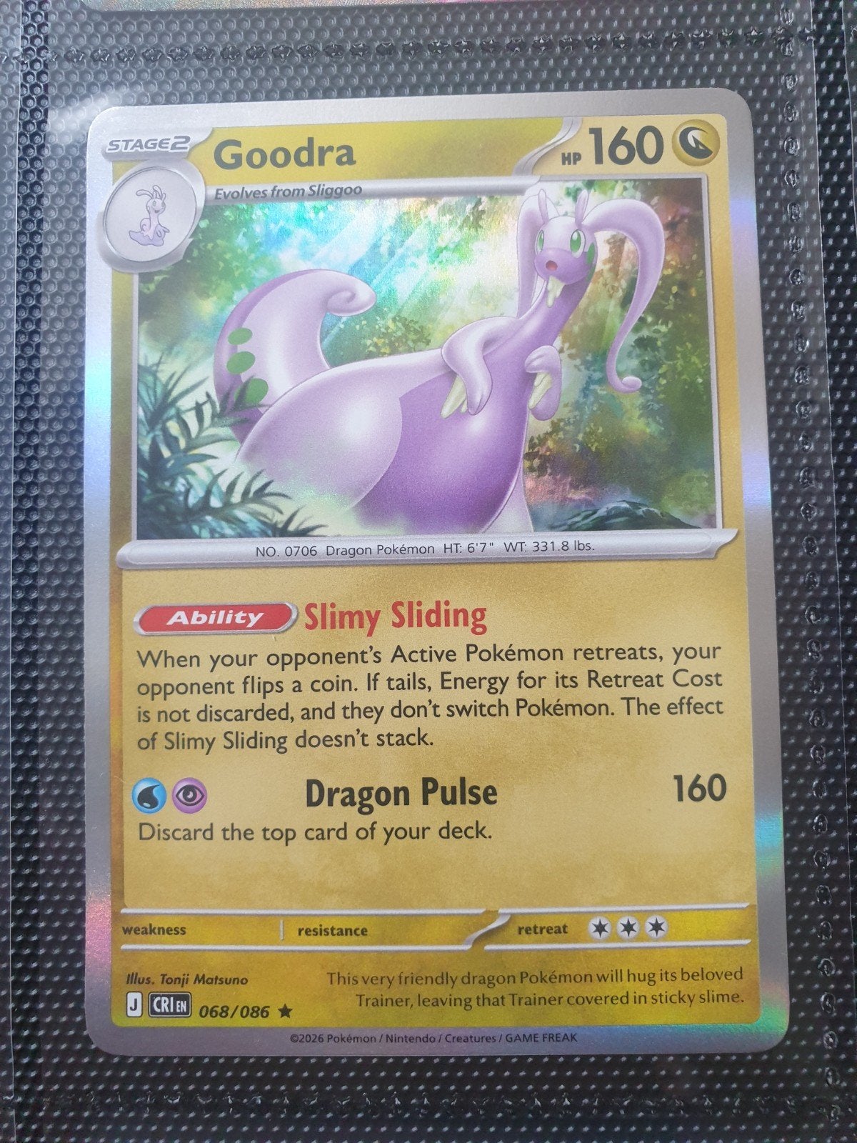 Goodra 068/086 Pokémon Kaart - Dragon Pulse, Ophalen of Verzenden, Zo goed als nieuw, Losse kaart, Foil