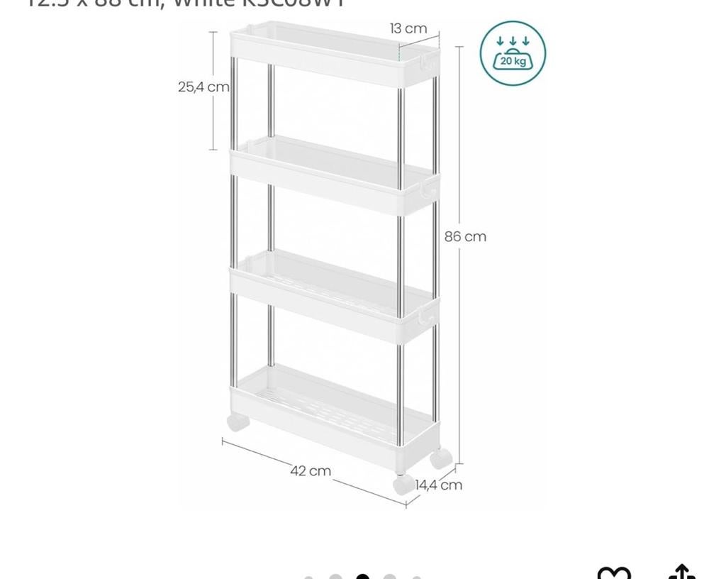 Smalle rolwagen met 4 niveaus - Keuken/Badkamer/Make-up, Huis en Inrichting, Kasten | Stellingkasten, Ophalen, Zo goed als nieuw