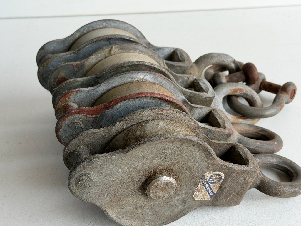 4 x Blueline Blokken KT gegalvaniseerd met nylon schijf 90mm, Ophalen of Verzenden, Gebruikt, Lijn of Blok
