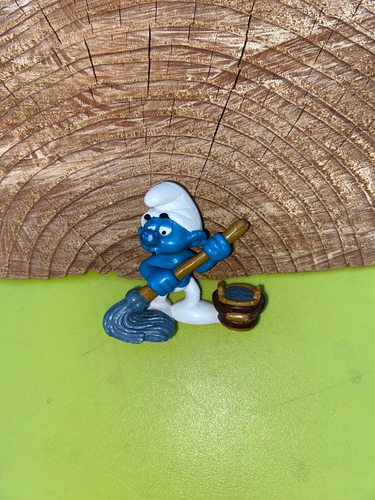 Smurfen smurf met dweil en emmer, Ophalen of Verzenden, Gebruikt