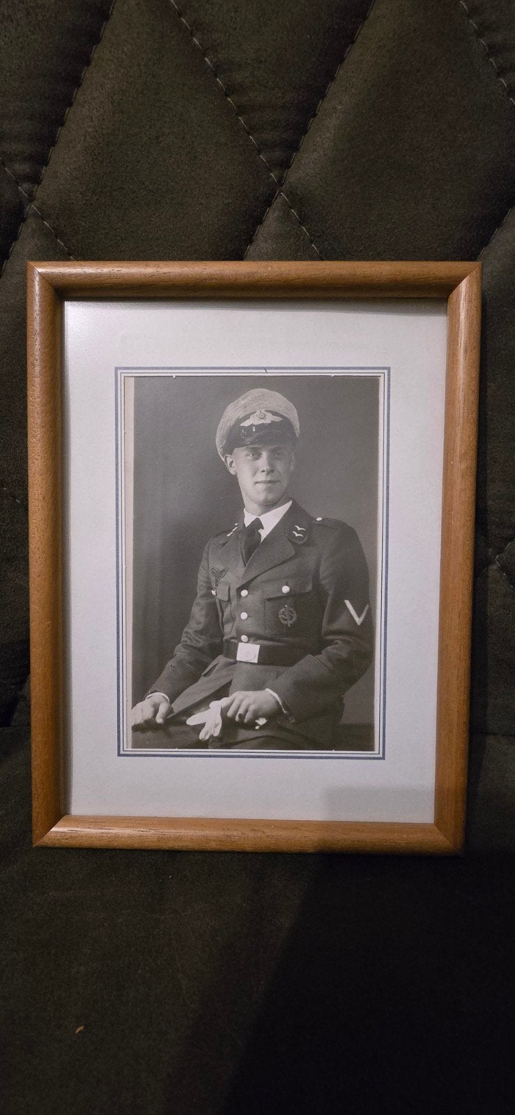 Vintage fotolijst met ingelijste foto van militair, Ophalen of Verzenden