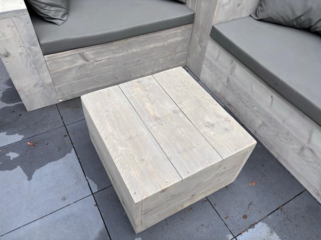 Steigerhouten loungeset met kussens, Tuin en Terras, Tuinsets en Loungesets, Ophalen, 4 zitplaatsen, Bank, Steigerhout