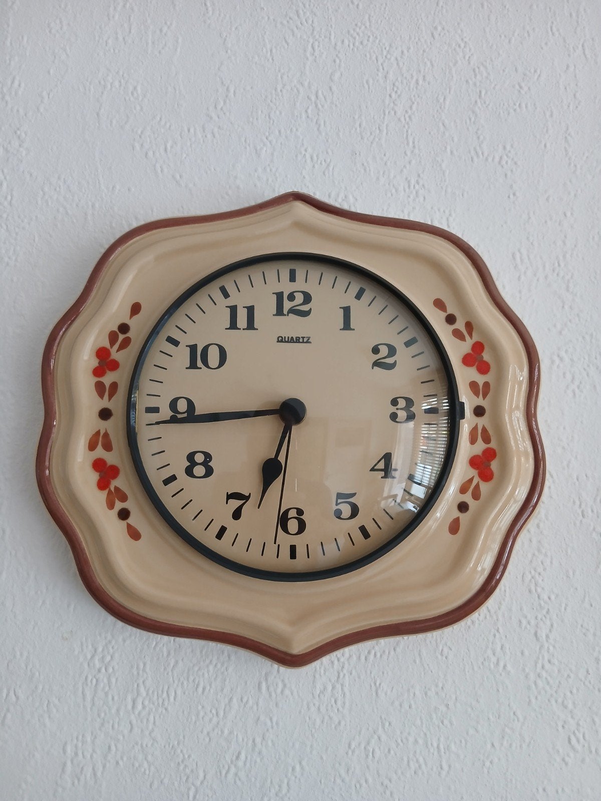 vintage jaren 70 wandklok, keukenklok - keramiek, Ophalen of Verzenden