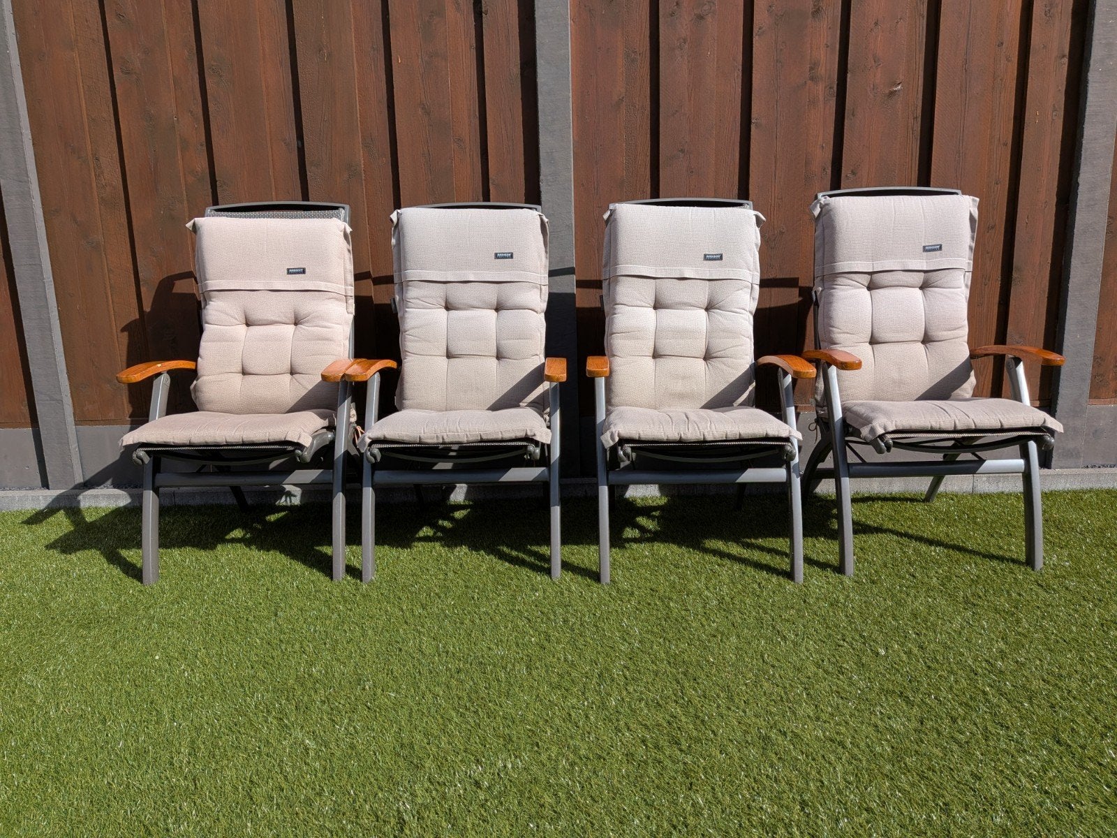 4x Hartman DaVinci tuinstoelen met kussens - verstelb, Tuin en Terras, Ophalen, Gebruikt, Aluminium, Verstelbaar