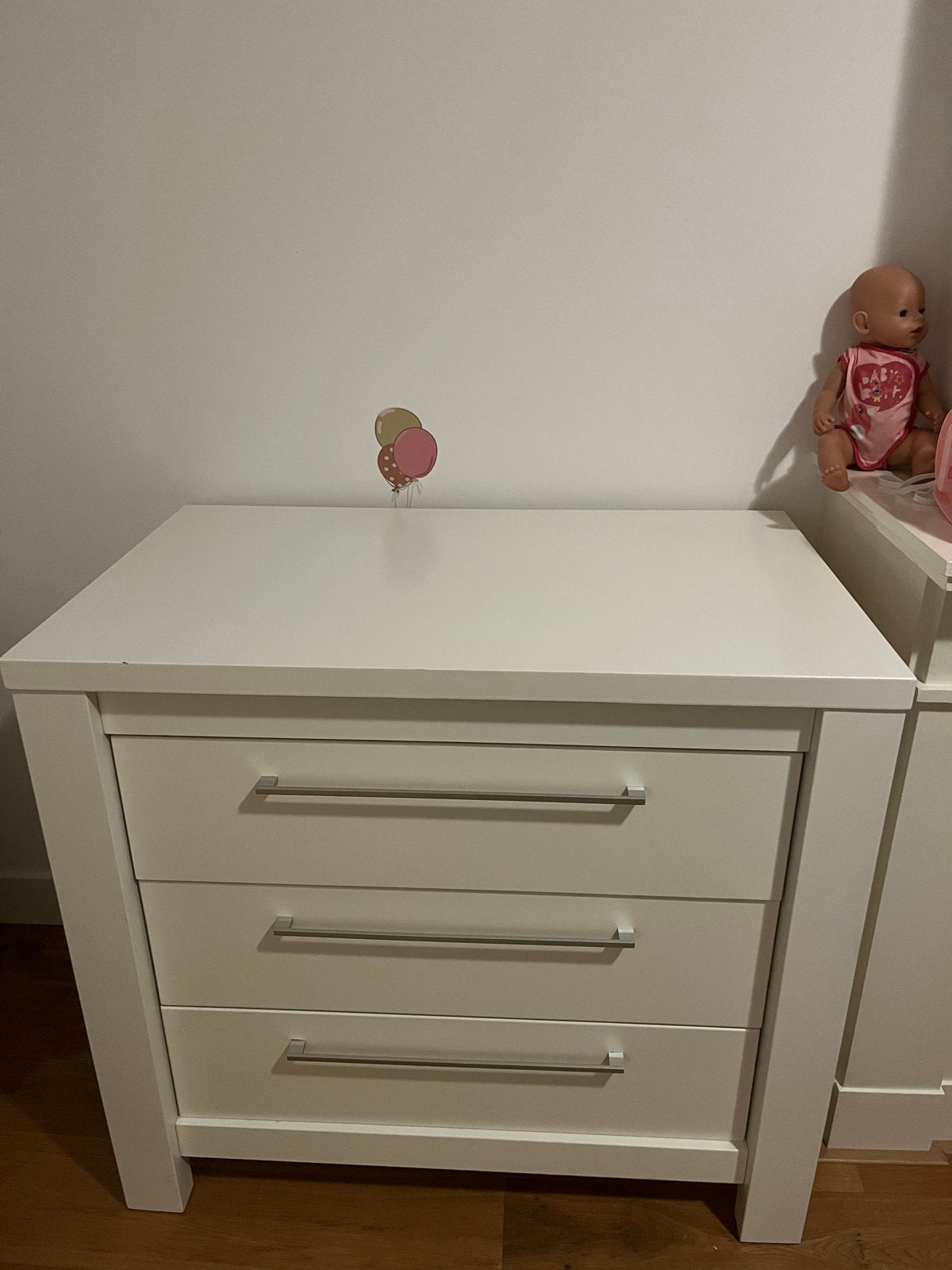 Witte commode met 3 lades, Ophalen, Gebruikt, 50 tot 70 cm, 100 cm of meer