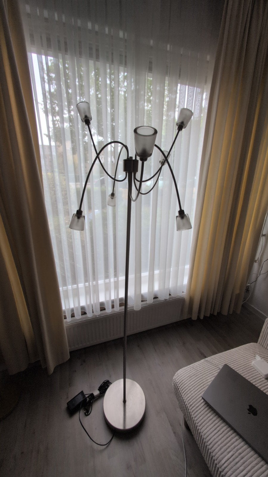 IKEA vintage vloerlamp met 7 flexibele armen, Huis en Inrichting, Lampen | Vloerlampen, Ophalen, Gebruikt, Overige fittingen, Glas