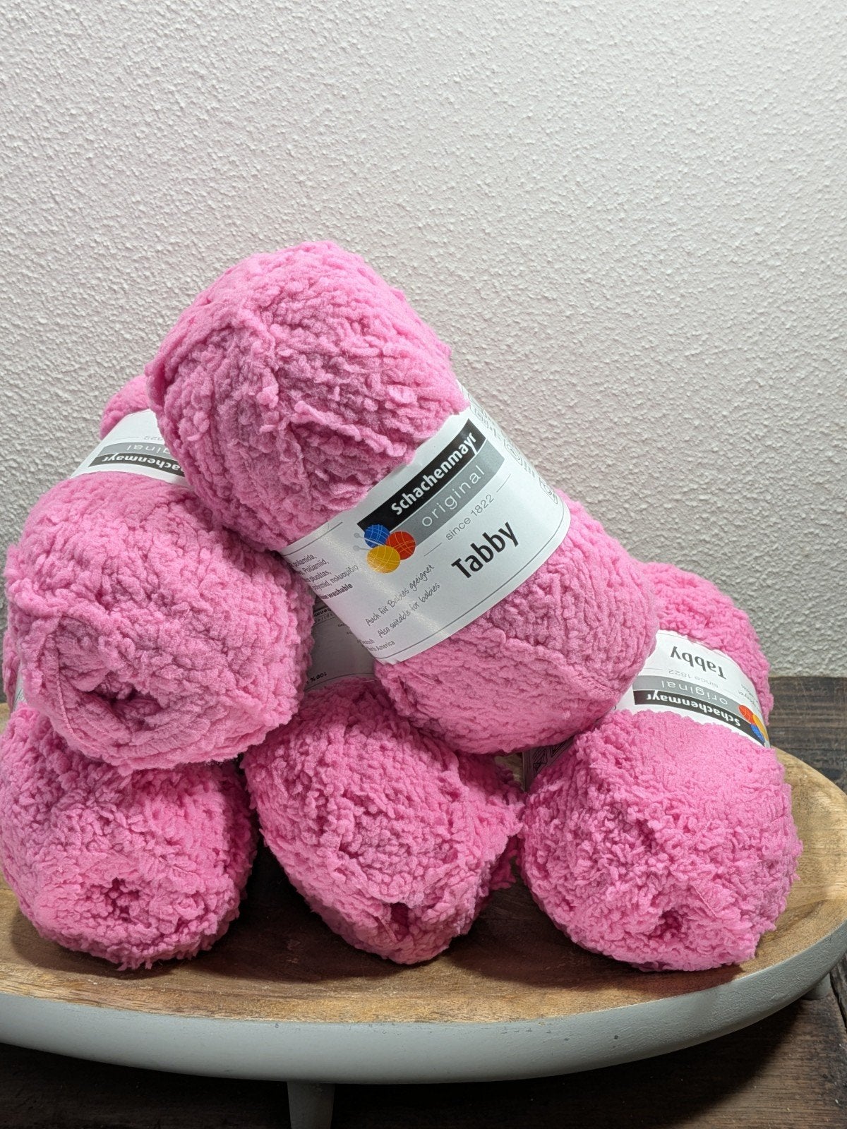 set van 5 bollen Schachenmayr Tabby garen in roze, Ophalen of Verzenden, Nieuw, Breien of Haken, Wol of Garen