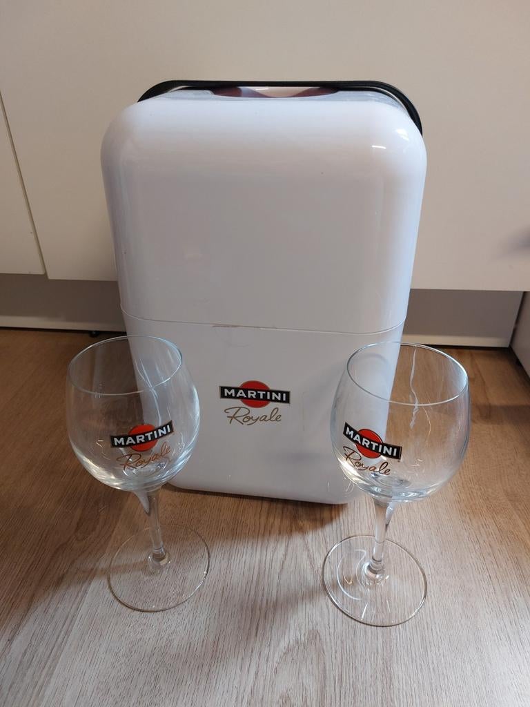 Martini royale koelbox ijs emmer met 2 glazen, Ophalen of Verzenden