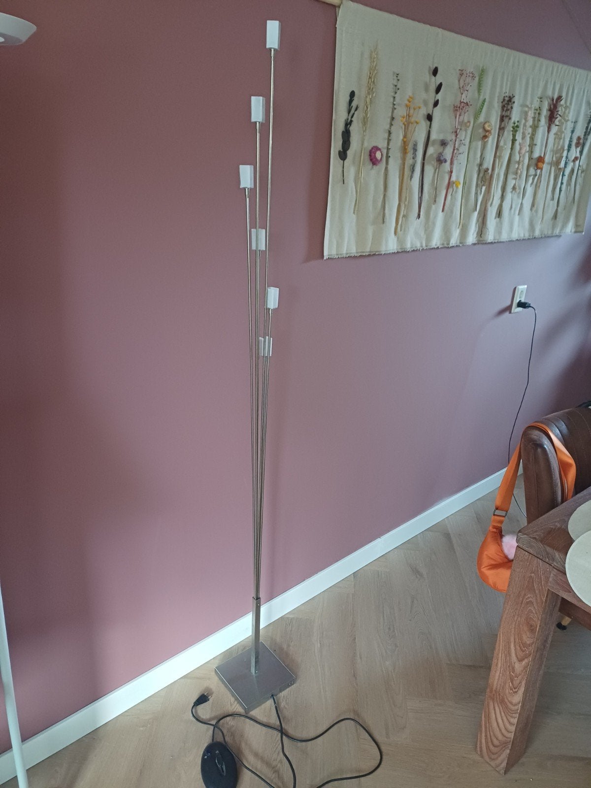 Moderne staande lamp met 6 lichtpunten, Ophalen, Gebruikt, Overige fittingen, Metaal