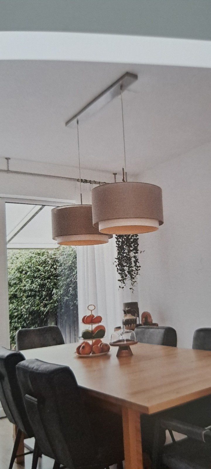 Hanglamp met dubbele stoffen kap, Ophalen of Verzenden