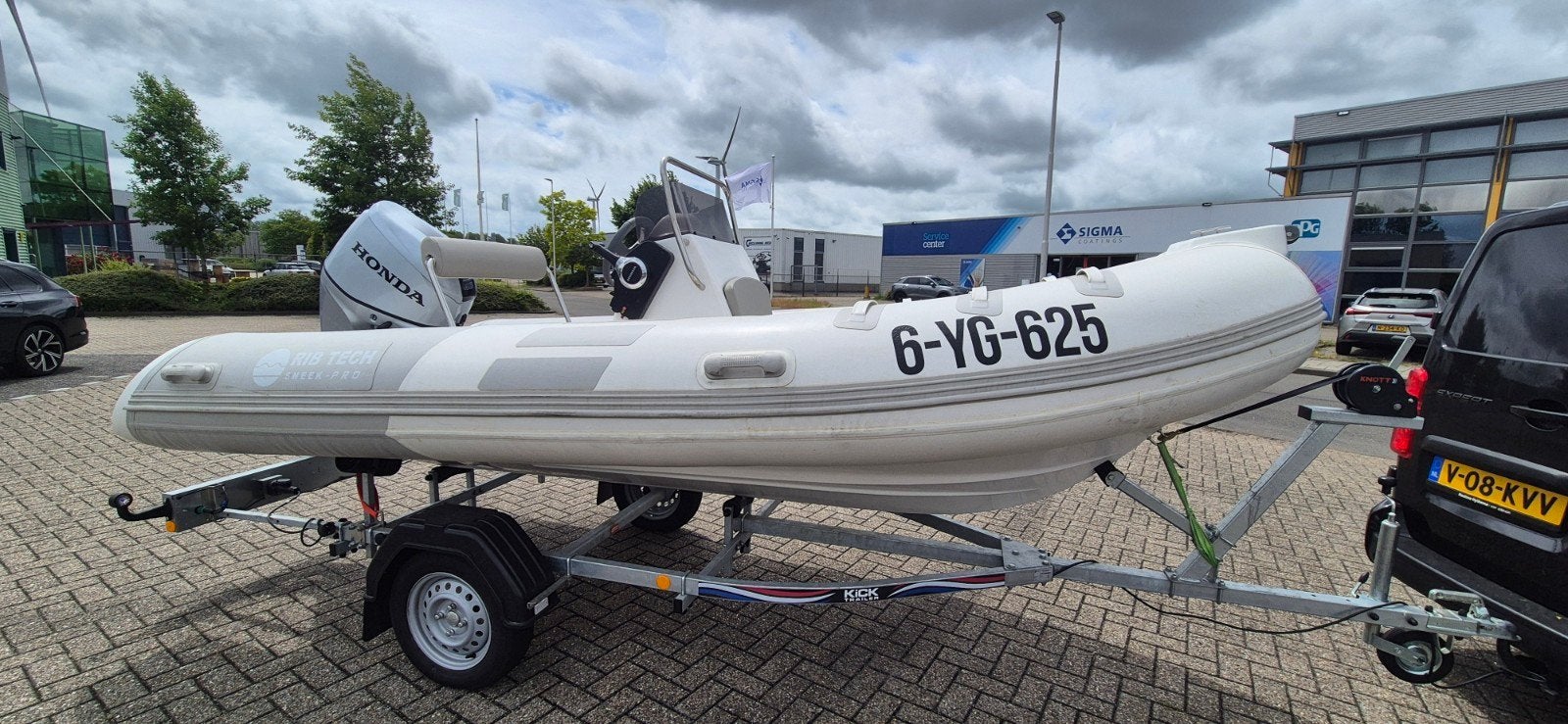 Ribtech 420 RIB met nieuwe Honda 40/60pk buitenboordmotor, Watersport en Boten, Rubberboten, 60 pk, Gebruikt, Inclusief motor