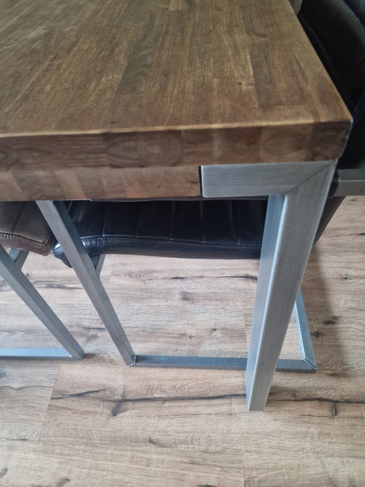acacia/rvs eettafel, Ophalen, Gebruikt, 50 tot 100 cm, 150 tot 200 cm