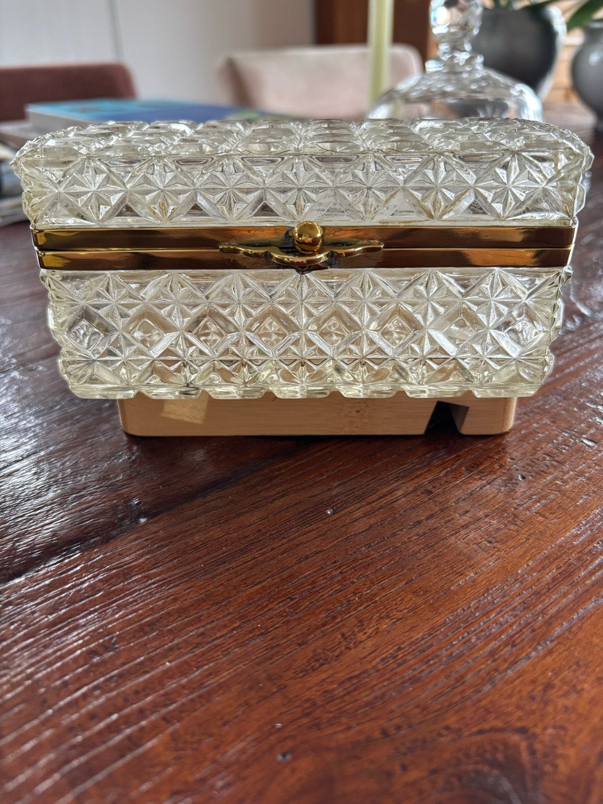 Antiek Glazen Sieraden/Lepeldoosje - 16x7.5cm, Ophalen of Verzenden