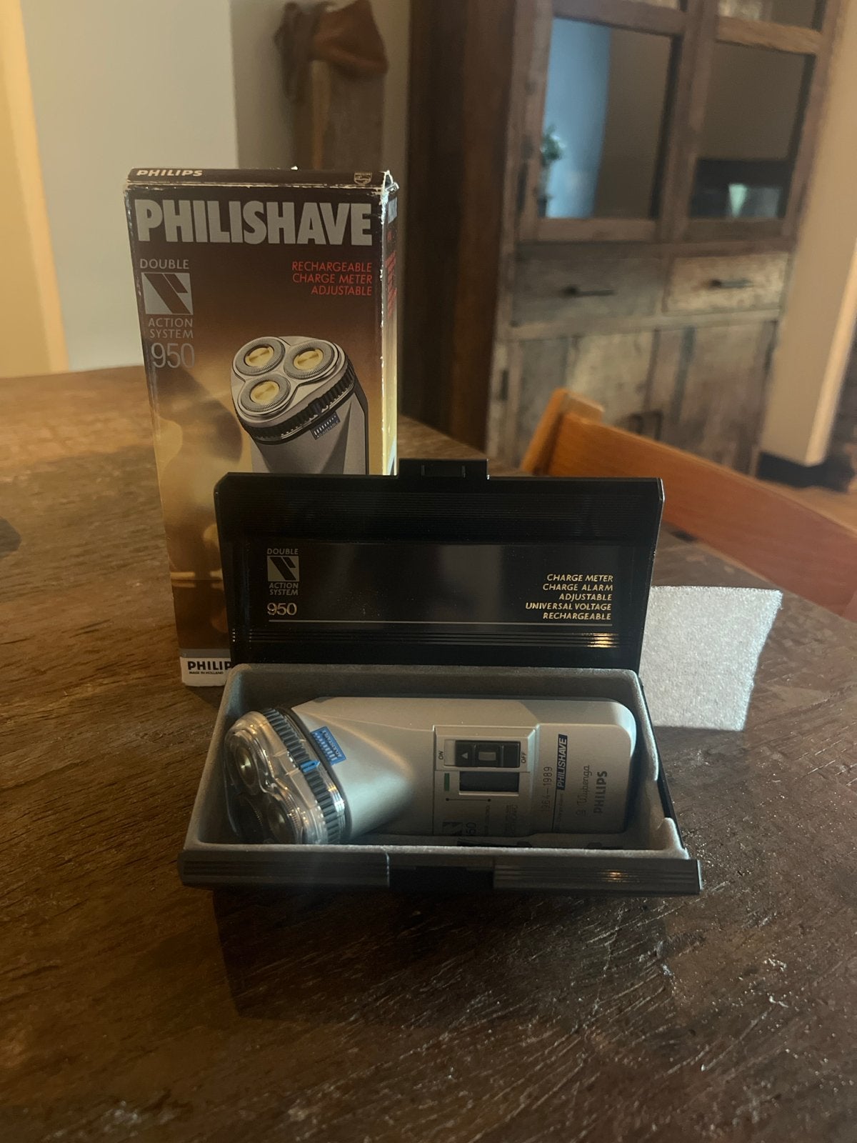 Vintage Philips Philishave 950 Scheerapparaat met Doos, Ophalen of Verzenden, Gebruikt, Gehele gezicht, Overige typen