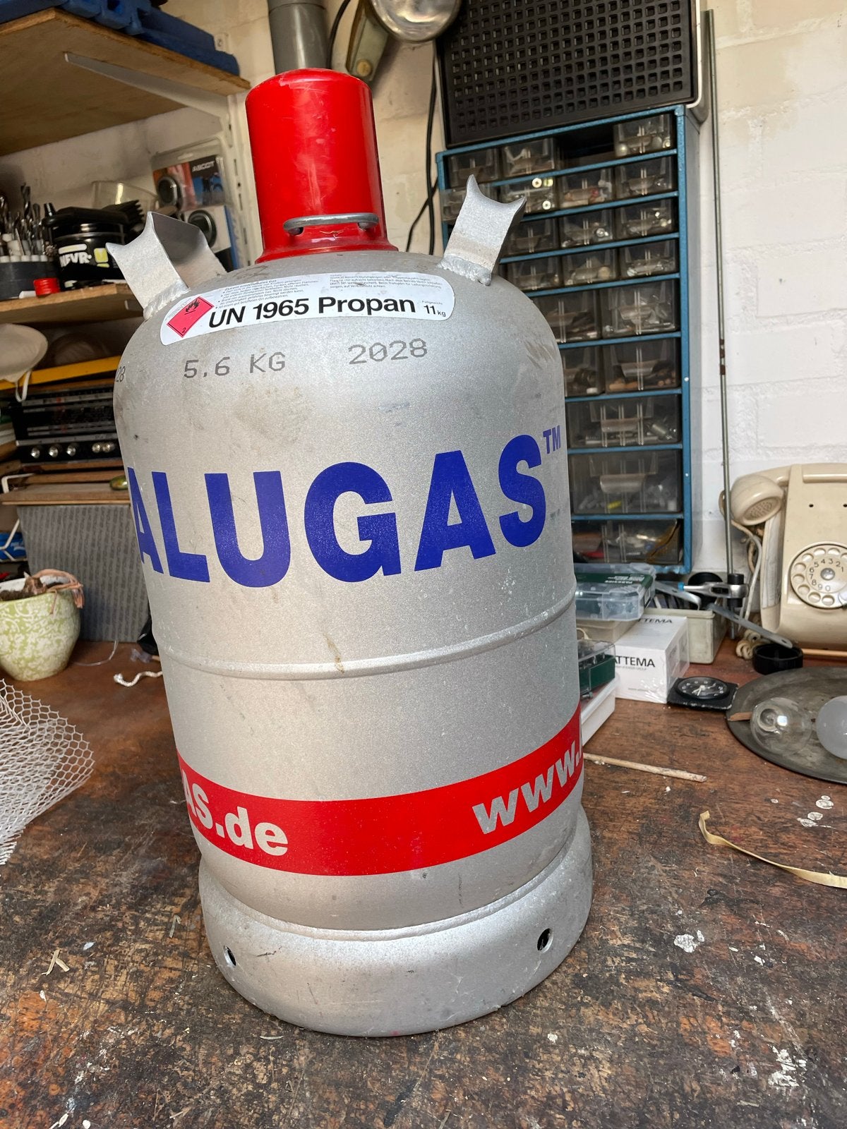 ALUGAS Propane Gasfles 5.6 KG - UN 1965 zie foto, Ophalen, Zo goed als nieuw