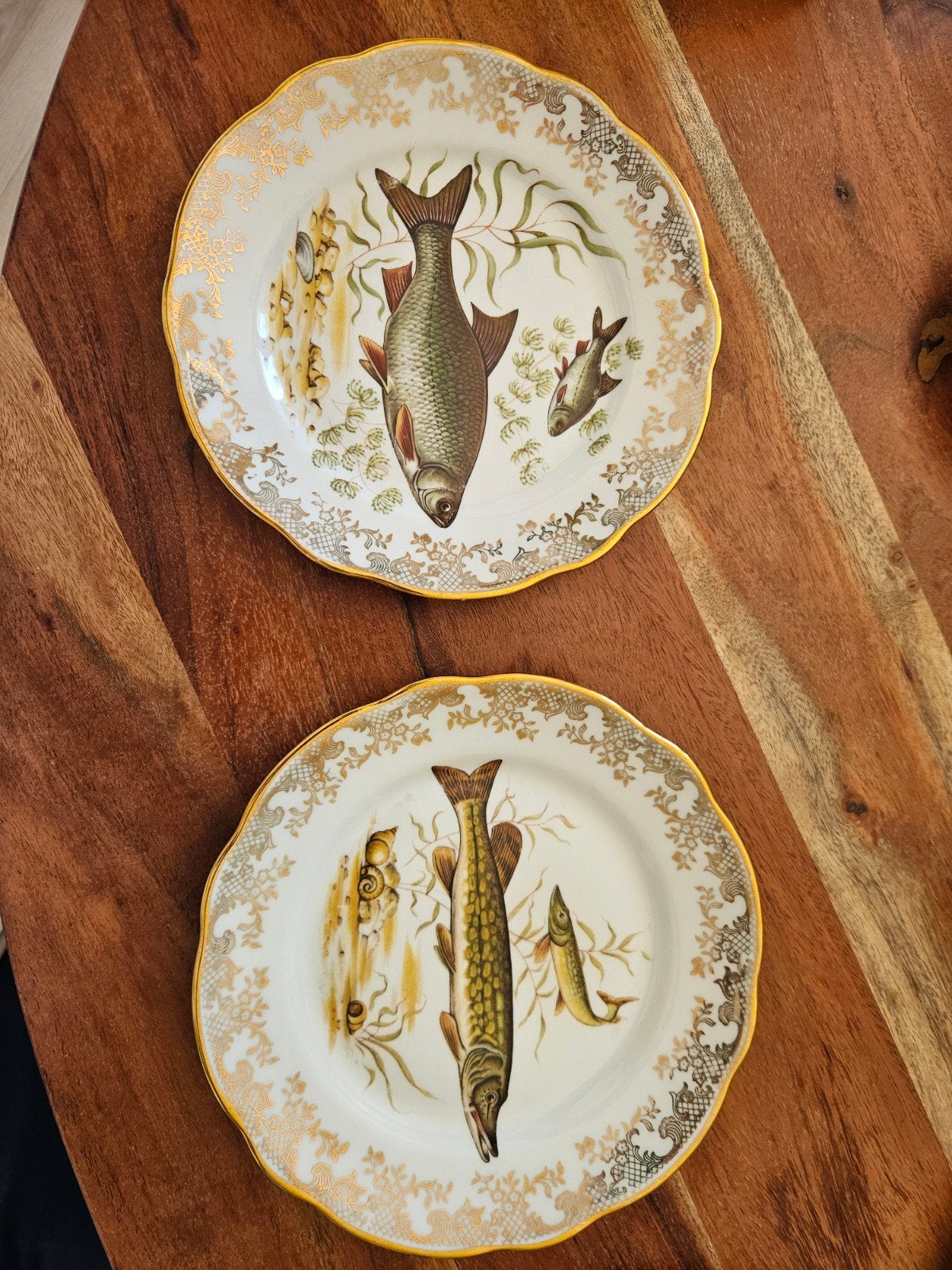 Set van 2 vintage Franse porseleinen visborden, Antiek en Kunst, Ophalen