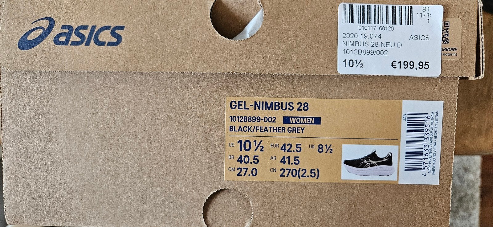 Asics hardloopschoen Gel Nimbus 28 woman, Hardloopschoenen, Verzenden, Zo goed als nieuw, Hardlopen